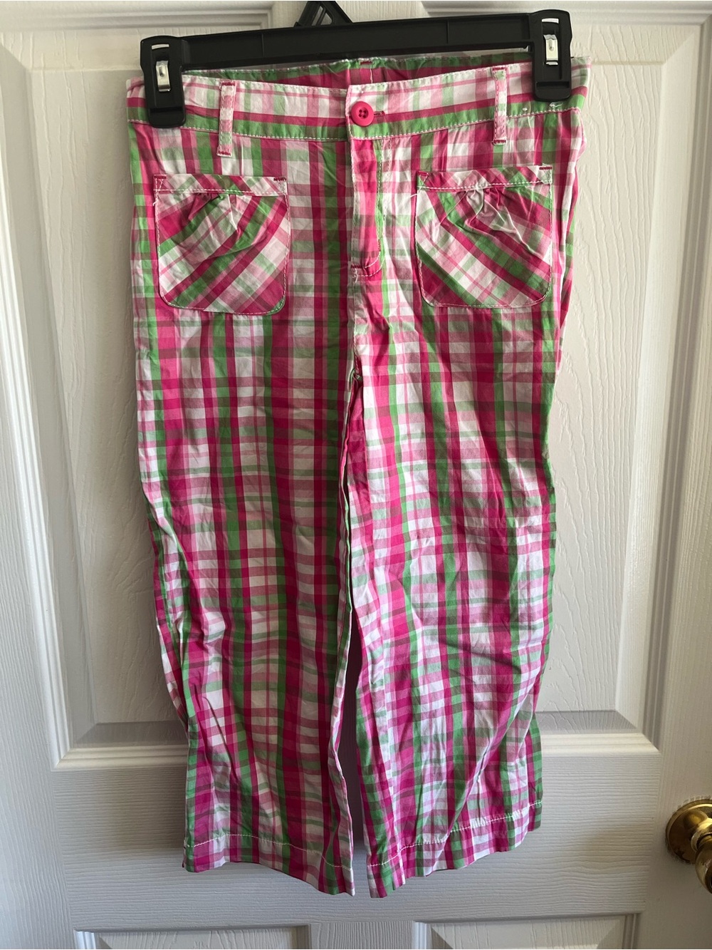GUC Girl’s Gymboree Pink & Green Plaid Cotton Capris size 12